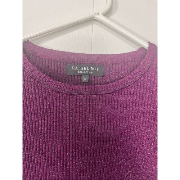 NWT Rachel Roy Purple Sparkly Ribbed Sweater Women’s Large - Picture 2 of 10